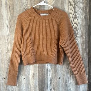 Sofie Rue cropped, ribbed sweater in terra-cotta, M